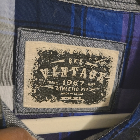 BKE Vintage | Men's Vintage Plaid Button-Down Athletic Fit Shirt (Size XXXL) - Picture 3 of 12